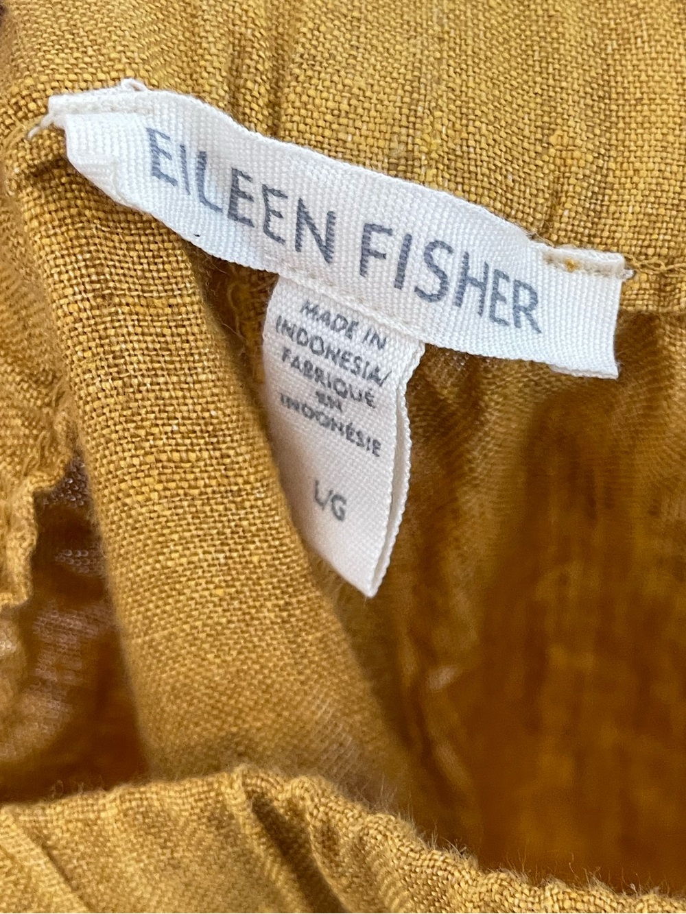 Eileen Fisher Cropped Linen Lantern Pants - Mustard - Picture 3 of 8